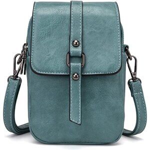 Women's Blue Vintage Cross Body Phone Bag Small Messenger Shoulder Handbag